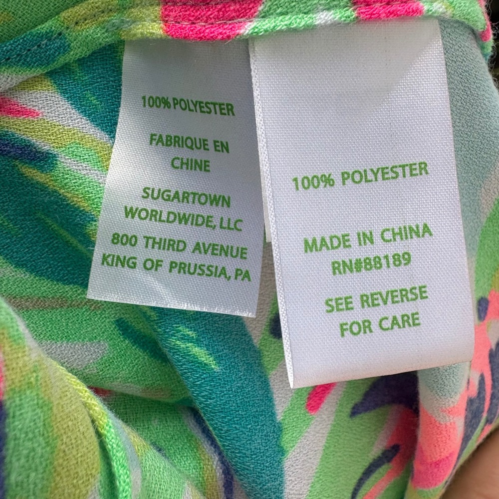 Lilly Pulitzer Anamaria Shift Dress M Multicolor Tropical Palm Leaf V-Back Bold - Picture 7 of 9